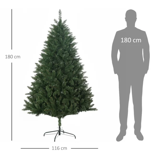 Brad de Craciun artificial 180cm, cu 800 de ramuri si baza din metal, verde - imagine 3