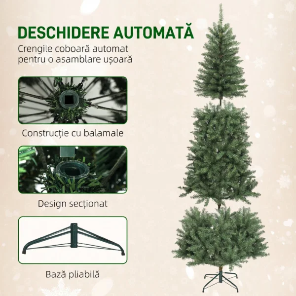 Brad de Craciun de 210 cm cu 350 de lumini albe si colorate, 9 moduri de iluminare - imagine 7