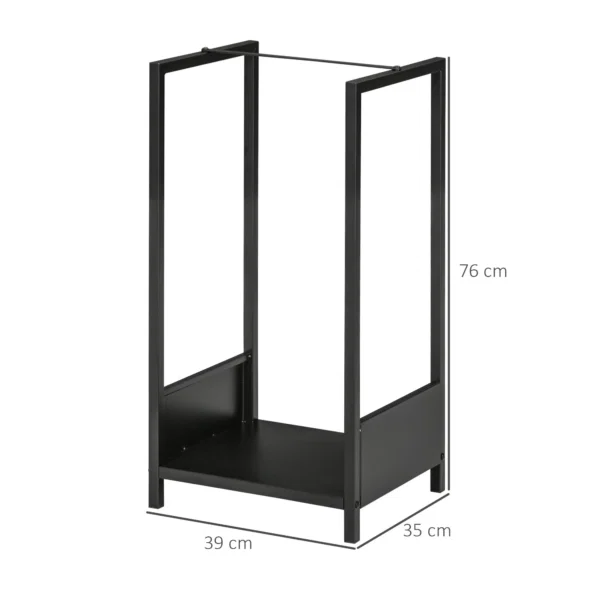 Raft pentru Busteni  pentru Exterior si Interior din Otel, Suport pentru Lemne  Modern cu Baza Inaltata, 39x35x76cm, Negru - imagine 3
