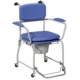 Scaun WC Mobil cu Roti 3 in 1, PU Otel Inoxidabil, Albastru