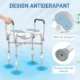 Scaun pentru dus cu sezut canelat si manere, inaltime reglabila si picioare anti-alunecare, albastru - imagine 7