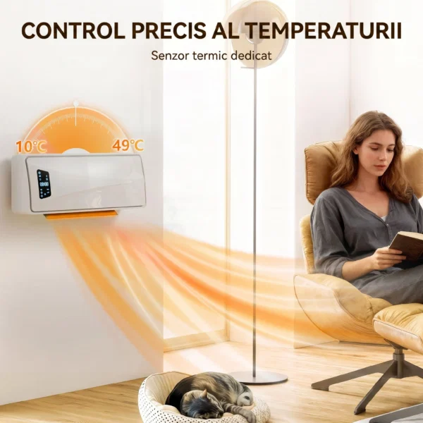 Incalzitor de Perete 2000 W cu 3 Moduri si Telecomanda, Alb - imagine 7