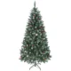 Brad de Craciun Inalt 180 cm de Interior cu 620 Ramuri, Conuri si Boabe Rosii, Baza Metalica, Verde