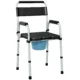 Scaun WC Pliabil si Reglabil cu Brate si Spatar, din Otel si Piele PU, 52.5x46x81.5-97 cm, Negru