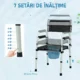 Scaun WC Pliabil si Reglabil cu Brate si Spatar, din Otel si Piele PU, 52.5x46x81.5-97 cm, Negru - imagine 6