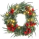 Ghirlanda de Craciun de 60 cm cu lumini LED albe, timer, conuri, boabe si frunze de ilex, verde