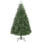 Brad Artificial de Craciun de 180 cm cu Ramuri pe Balama si Baza Metalica Pliabila, Verde