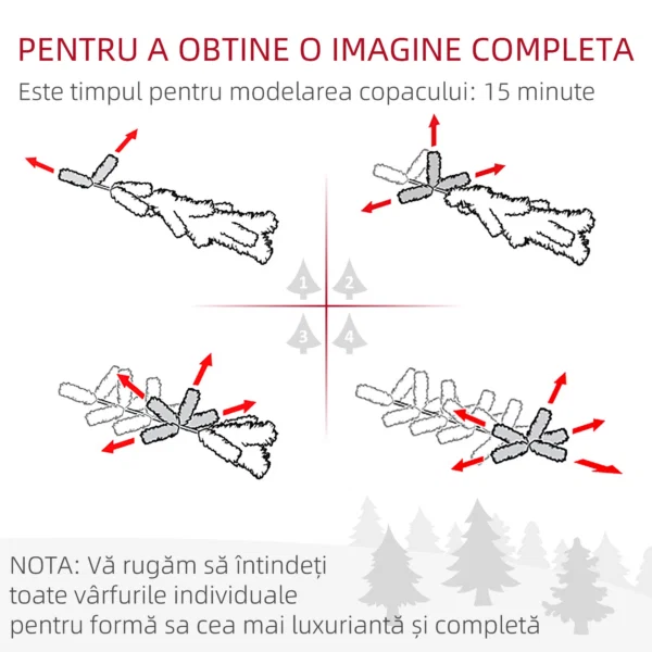 Brad de Craciun 210 cm din plastic verde cu baza din metal si 2445 de crengi ignifuge - imagine 7