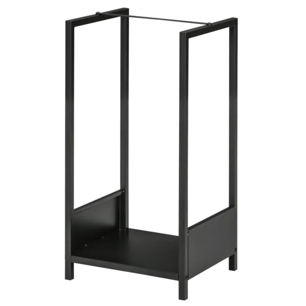 Raft pentru Busteni  pentru Exterior si Interior din Otel, Suport pentru Lemne  Modern cu Baza Inaltata, 39x35x76cm, Negru - imagine 10