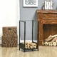 Raft pentru Busteni  pentru Exterior si Interior din Otel, Suport pentru Lemne  Modern cu Baza Inaltata, 39x35x76cm, Negru - imagine 7