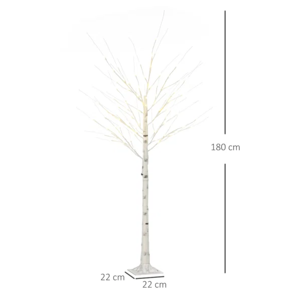 Brad de Craciun Alb cu Lumini LED si 12 Ramuri pentru Interior si Exterior, din PP si Metal, 22x22x180 cm - imagine 3