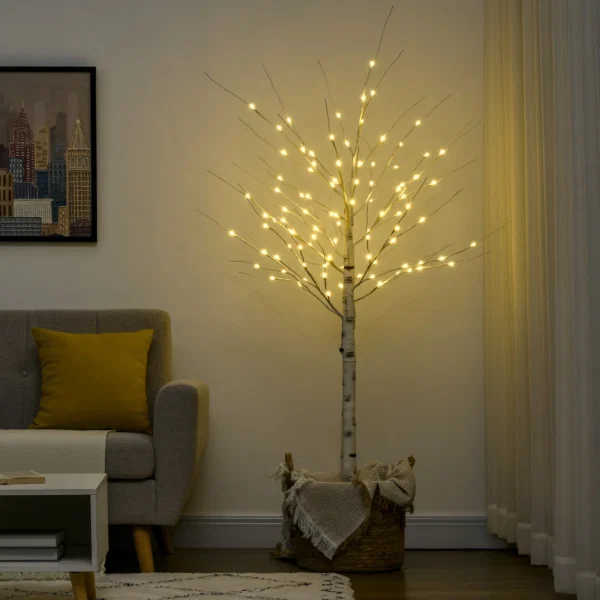 Brad de Craciun Alb cu Lumini LED si 12 Ramuri pentru Interior si Exterior, din PP si Metal, 22x22x180 cm - imagine 10