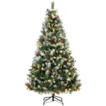 Brad de Craciun Nins 180 cm, 250 LED-uri Bicolore, Telecomanda, 11 Moduri, 840 Ramuri, Conuri, Bobite Rosii