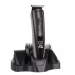 Aparat de tuns si barbierit 5 in 1, Trimmer pentru par, barba, mustata, corp, nas, urechi, acumulator, 5 capete interschimbabile, display LCD