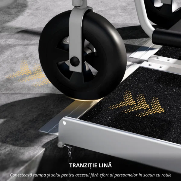 Rampa pliabila pentru scaune cu rotile din aluminiu cu margini inalte antiderapante - imagine 8