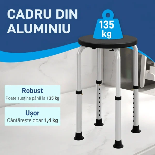 Scaun Dus – Reglabil, Antialunecare, Alb - imagine 4