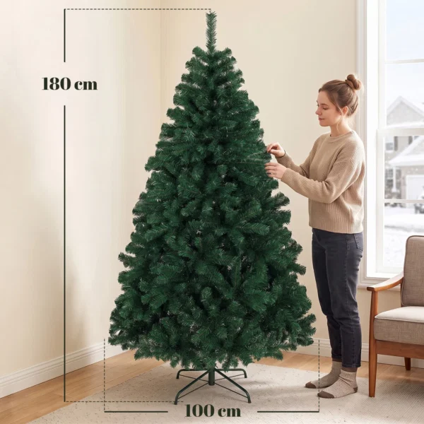 Brad Artificial de Craciun 180 cm cu 700 Ramuri Ignifuge, Baza din Otel,100x100x180 cm, Verde - imagine 3