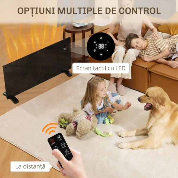 Incalzitor cu Convectie 2000W, Temperatura Reglabila cu Telecomanda, Timer 24h si Saptamanal, Negru - imagine 4