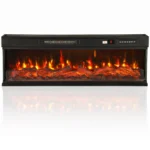 Semineu Electric Denali, Panoramic cu 3 Laturi, Incastrabil sau Independent, 102 × 35 cm, Flacara 3D in 12 Culori, 5 Niveluri de Luminozitate, 2 Trepte de Incalzire, 750/1500 W, Telecomanda, Timer, Negru