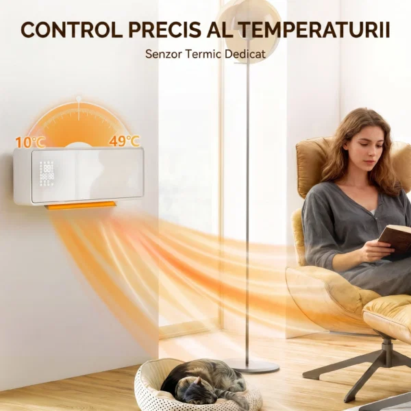 Aeroterma Electrica din Ceramica 2000W de Perete cu 3 Moduri, Temperatura Reglabila, Timer, Telecomanda, Blocare pentru Copii, Alb - imagine 7