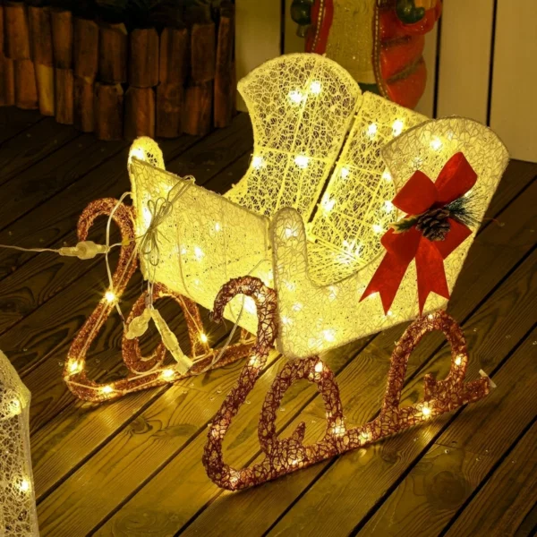 Ren de Craciun Iluminat Con Slitta Con 170 Led, Alb E Rosu - imagine 7