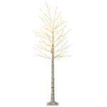 Pom decorativ luminos de mesteacan cu 180 de lumini LED, inalt de 180 cm, cu 3 niveluri de luminozitate, pentru interior si exterior, alb