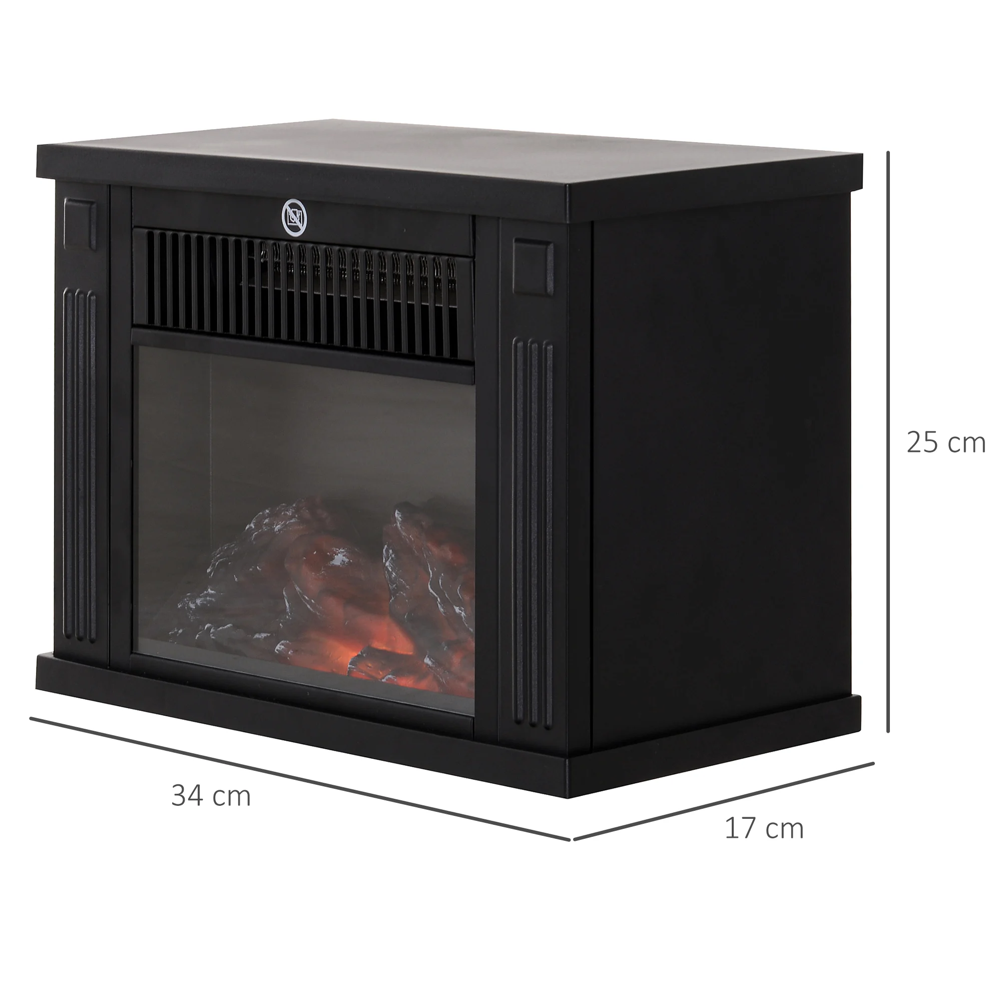 Semineu Electric Tivoli, De Podea sau Incastrabil, 34 × 25 cm, 2 Trepte de Incalzire, Negru 3 Dimensiunile semineului electric Tivoli