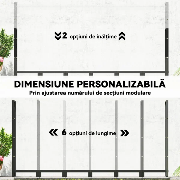 Lemnaie 0.8m³ Regulabila cu Husa Impermeabila si Lanturi din Otel, 235x31x116 cm, Negru - imagine 6