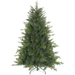 Brad de Craciun 150 cm din plastic verde cu baza din metal si 1309 crengi ignifuge