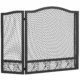 Parascantei pentru Semineu, 3 Panouri, Metal Vopsit Electrostatic, Gata de Utilizare, 107 x 1 x 60 cm, Negru