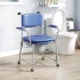 Scaun WC Mobil cu Roti 3 in 1, PU Otel Inoxidabil, Albastru - imagine 9