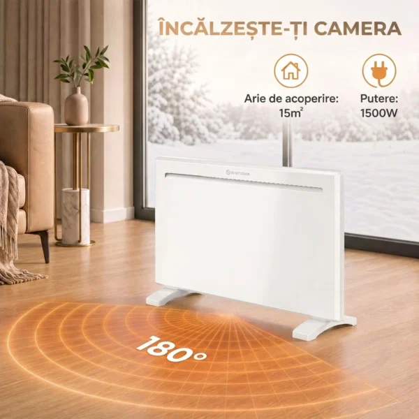Convector Electric 1500 W, de Perete si Podea, Compatibil Alexa si Google Home, Alb - imagine 4