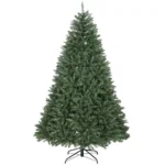 Brad de Craciun Artificial de 210 cm cu Ramuri pe Balamale si Baza Metalica Pliabila, Verde
