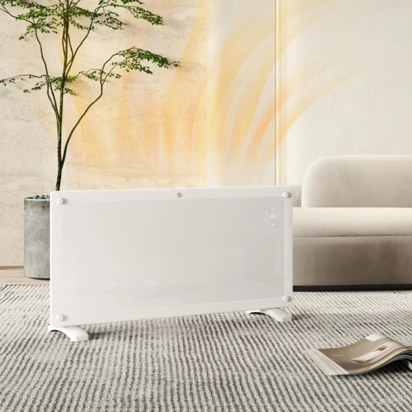 Radiator Electric cu Convectie 2000W, Temperatura Reglabila cu Telecomanda si Timer, 87x21.5x44.5 cm, Alb - imagine 2