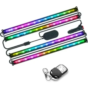 Banda LED inteligenta pentru masina Govee H6119 RGBIC, sincronizare muzica, lumina colorata, 4×30 cm