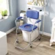Scaun WC Mobil cu Roti 3 in 1, PU Otel Inoxidabil, Albastru - imagine 8