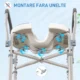 Scaun pentru dus cu sezut canelat si manere, inaltime reglabila si picioare anti-alunecare, albastru - imagine 9