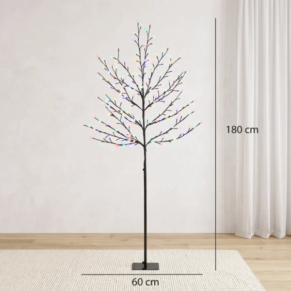 Copac de Craciun tip cires, 180 cm, cu LED-uri, 20 ramuri, timer zilnic, pentru interior si exterior acoperit, negru - imagine 3