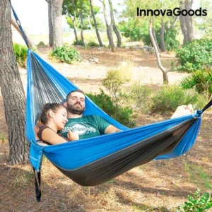 Hamac dublu pentru Camping Swing & Rest InnovaGoods, 270x140 cm, tesatura de parasuta
