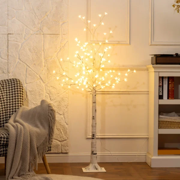 Copac Di Betulla Con 120 Lumini Led Inalt 150cm 3 Niveluri Luminosità Alb - imagine 10