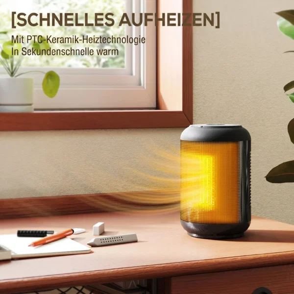 Incalzitor electric reglabil cu 3 moduri si timer 24h, din PP si PA ignifug, 14x14x21,5 cm, negru - imagine 4