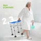 Taburet de dus reglabil pe inaltime cu maner, sezut captusit in forma de U si picioare antiderapante, albastru - imagine 7
