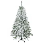 Brad de Craciun cu 358 Ramuri Ignifuge, Efect Realist, Baza din Otel, 85x85x150 cm, Verde
