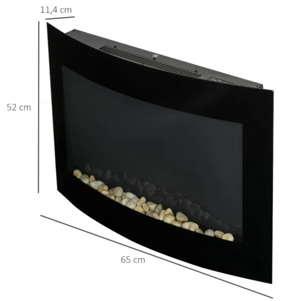 Semineu Electric Aarhus, de Perete, Putere Reglabila 900/1800 W, Telecomanda, Negru - imagine 3