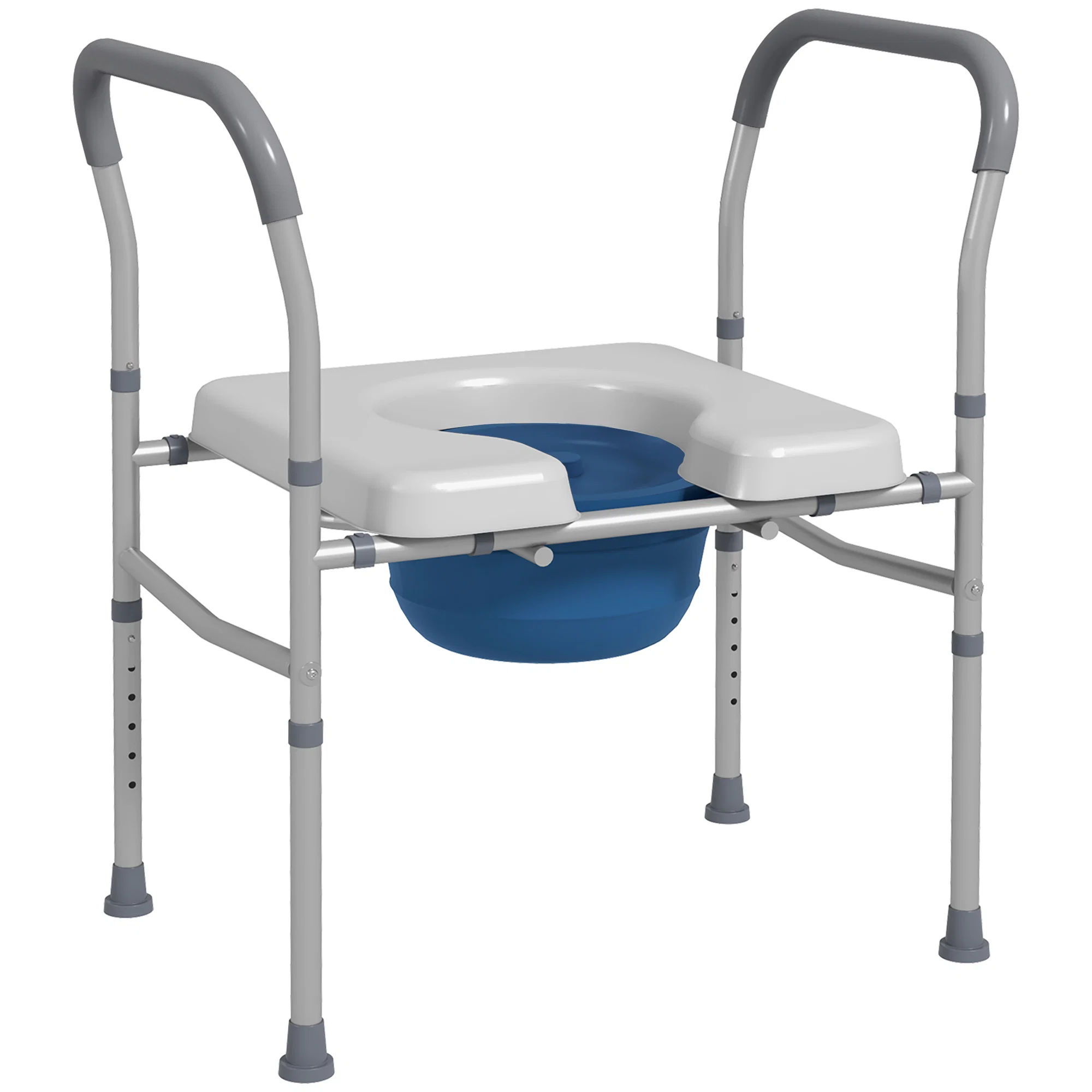 Scaun comod WC pentru vârstnici și persoane cu dizabilități 4 în 1 reglabil pe înălțime, cu brațe capitonate, gri Scaun comod WC pentru varstnici si persoane cu dizabilitati 4 in 1 reglabil pe inaltime, cu brate capitonate, gri - imagine 1