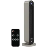 Incalzitor Electric Oscilant cu 3 Moduri de Incalzire, Incalzitor cu ventilator cu Temperatura Reglabila si Telecomanda, din ABS, Ø25x73.5 cm, Argintiu