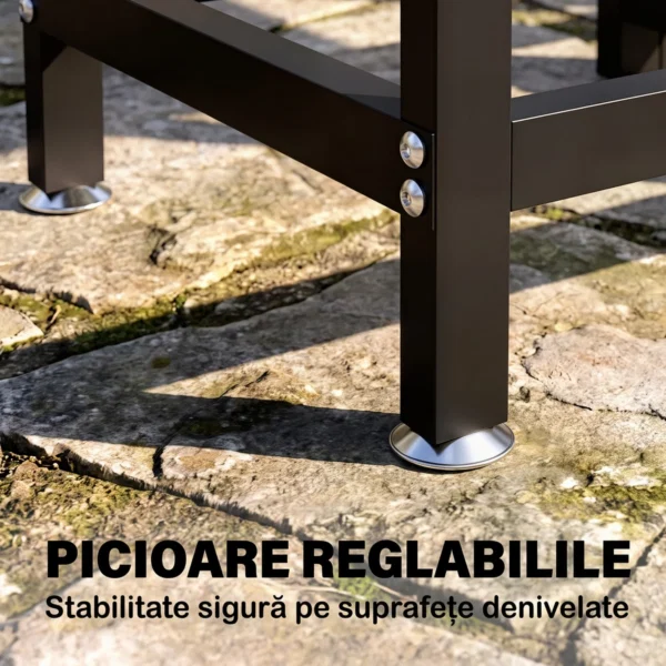 Lemnaie 0.8m³ Regulabila cu Husa Impermeabila si Lanturi din Otel, 235x31x116 cm, Negru - imagine 7