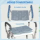Taburet pentru Dus Reglabil cu Brate si Orificii de Drenaj, din Aluminiu, HDPE si EVA, 52x45x57-69 cm - imagine 5