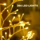Brad de Craciun artificial cu 384 de lumini LED albe si crengi pliabile, din PP si otel, Ø20x180 cm, alb - imagine 4