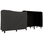 Suport din metal pentru lemne de foc pentru interior si exterior, cu husa pentru transport si prelata, 240x36x99cm, negru